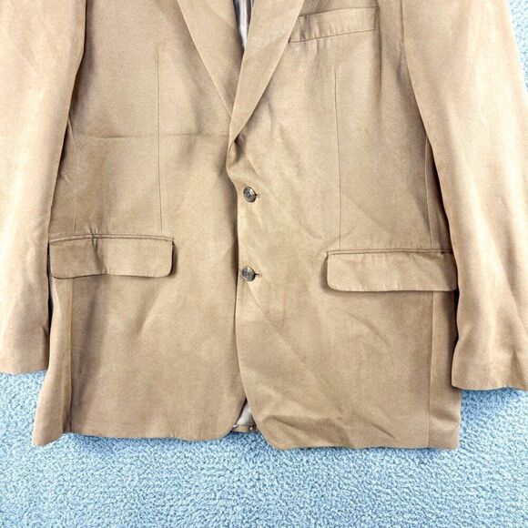 Chaps Blazer Men 42R Tan Polyester Suit Jacket Business Casual Wedding Office - Picture 4 of 15